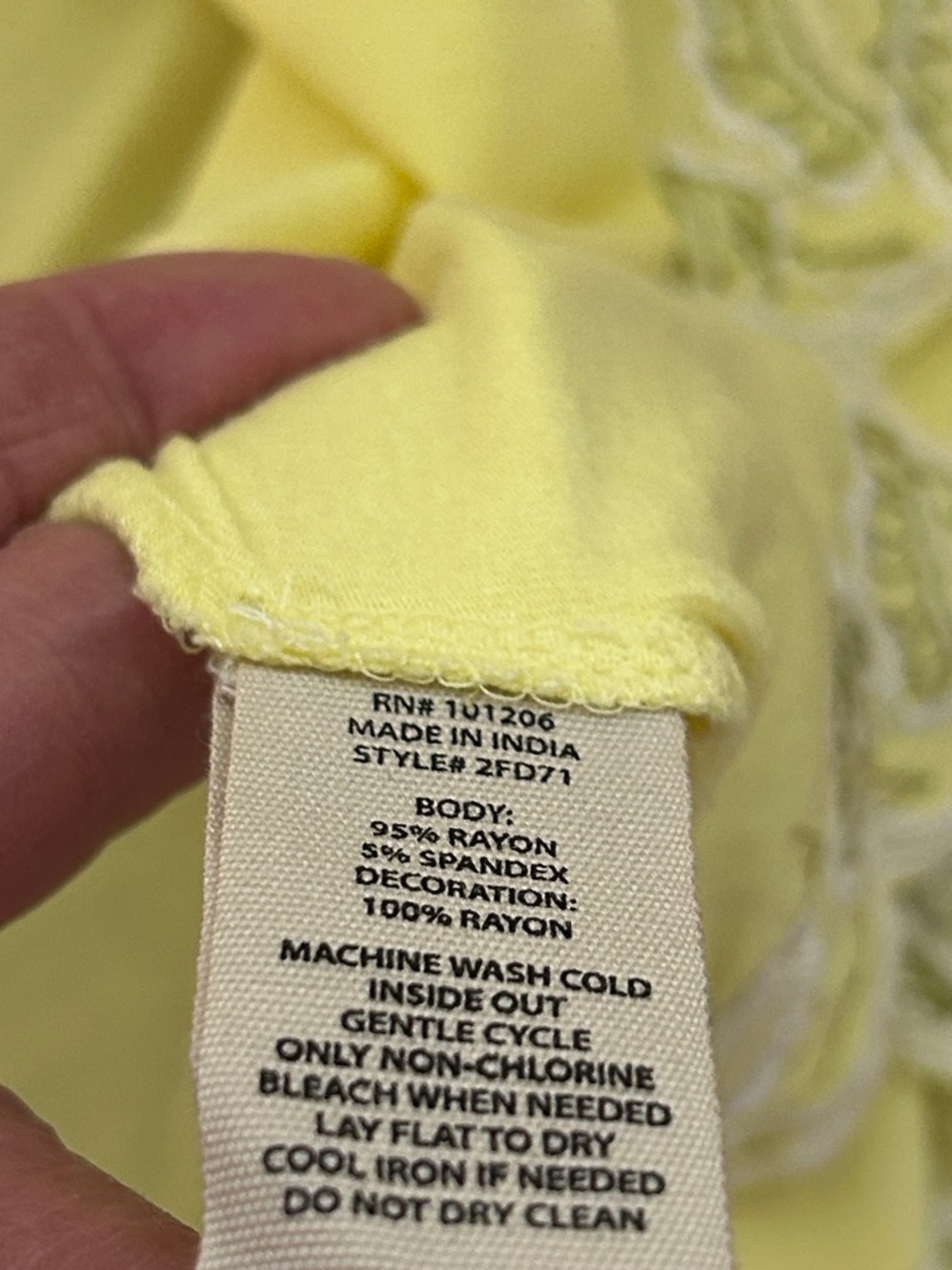 Soft Surroundings 3/4 Sleeve Embellished Lemon Yellow Flowy Top. Medium - Picture 7 of 8